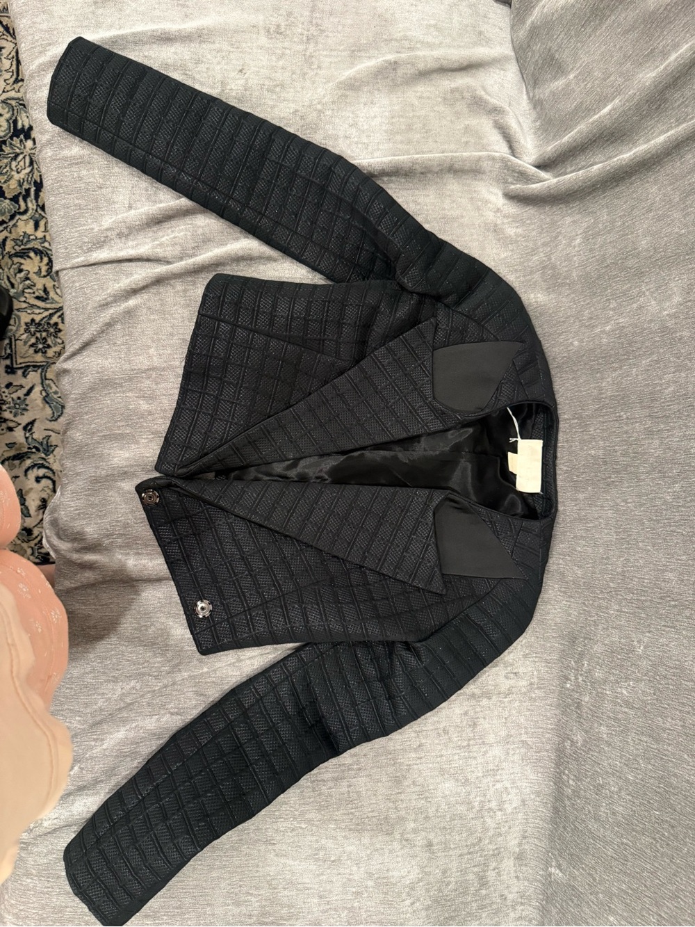 Women's Black Quilted Blazer Jacket